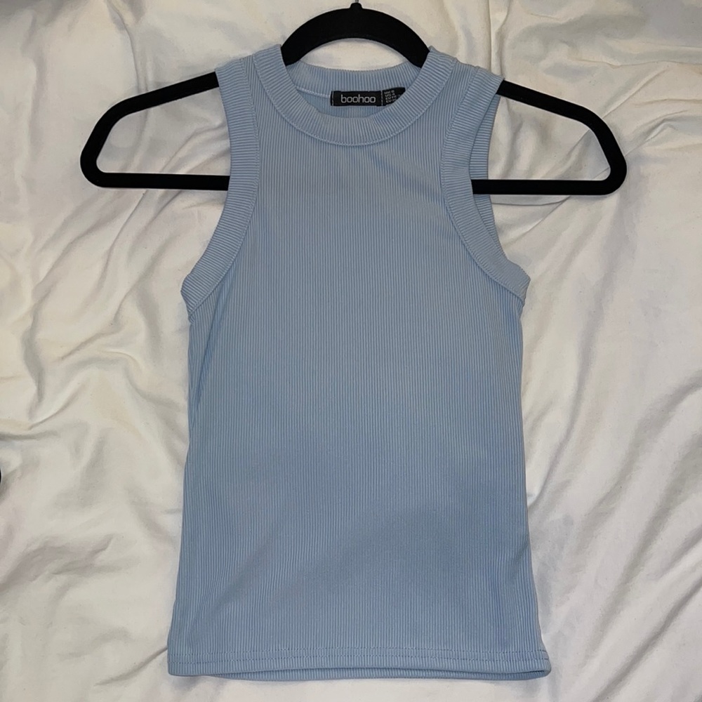 Ribbed high neck tank top